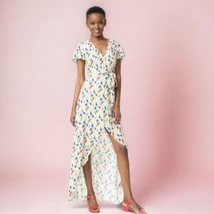 Alice + Olivia Adrianna Mock Wrap Dress in Bird Party - sz 12